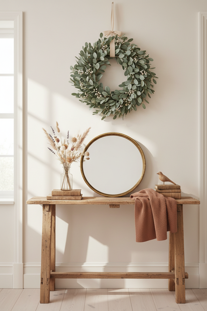 Eucalyptus Wreath – Console Table Vignette