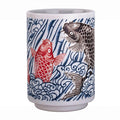 4"H TEA CUP - WHITE/BLUE FISH 10OZ