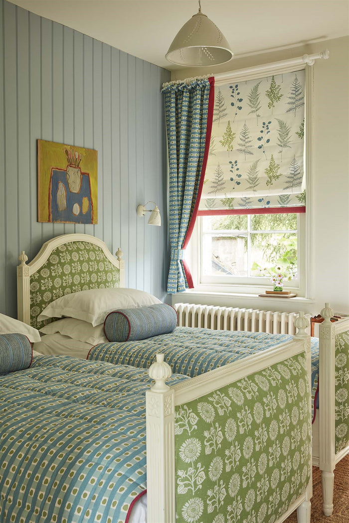 Dotty Check - Cloud, Light Indigo, Moss