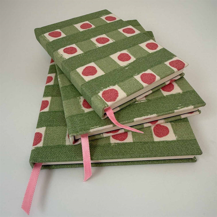 Dotty Check Notebook - Soft Moss, Moss, Soft Raspberry