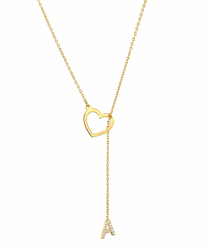 Endless Love Letter Lariat 925 Sterling Silver Necklace
