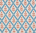 Lattice Leaf - Soft Cornflower, Peach