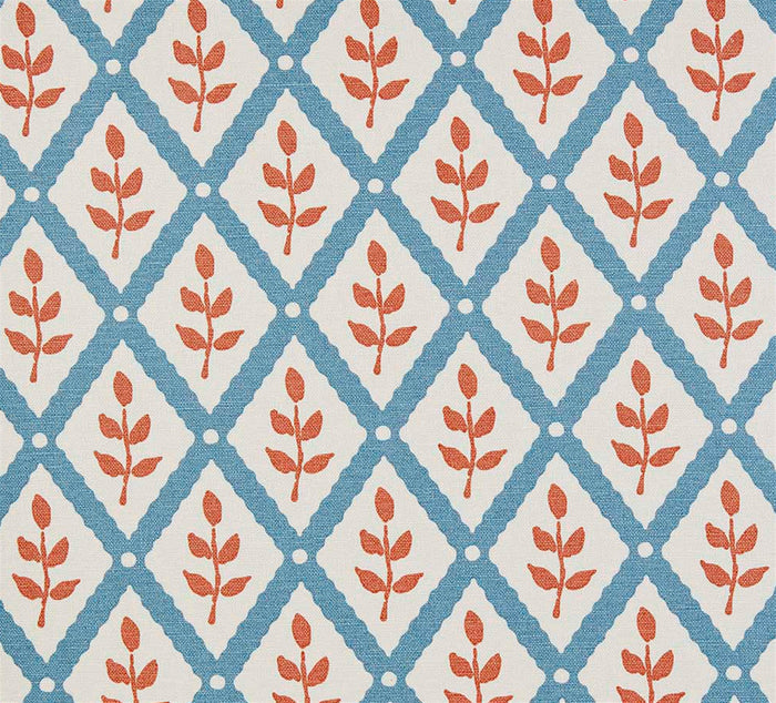 Lattice Leaf - Soft Cornflower, Peach