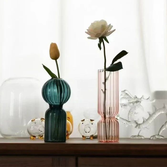 Willowmere Prisma Stripe Vase featuring a sleek design with colorful stripe patterns on a ceramic surface.